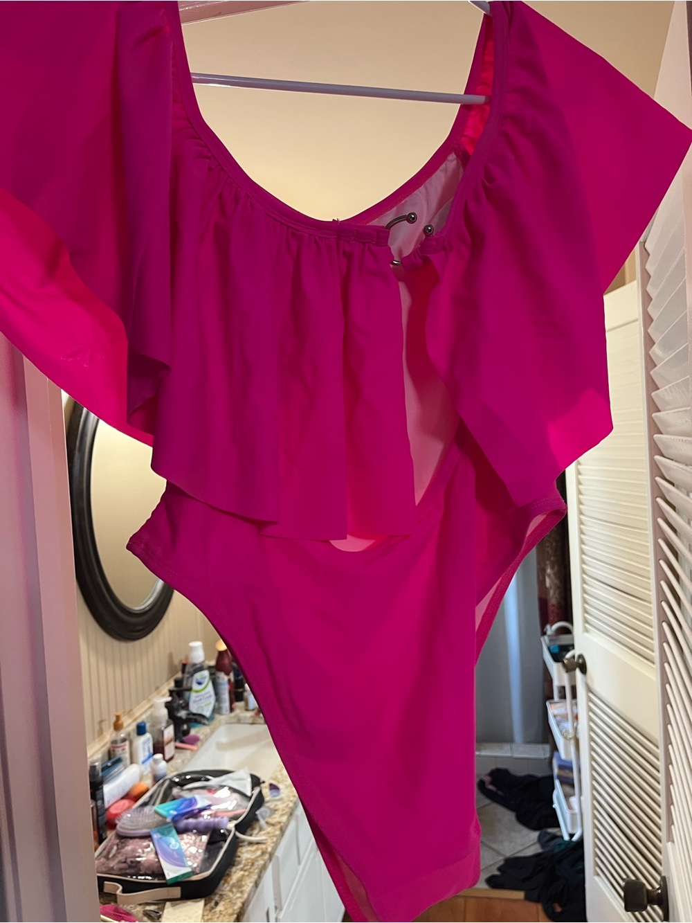 white birch Neon Pink One-Piece Flutter Swimsuit
